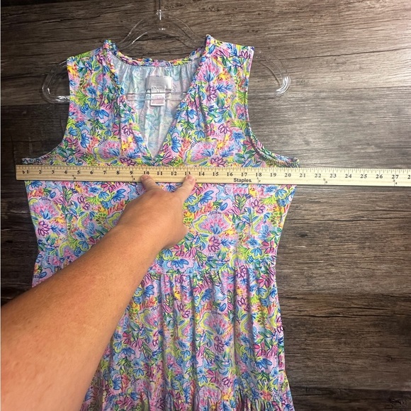 Stella Parker Pink Yellow Floral Tiered V-Neck Sundress - Picture 5 of 8